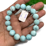 Larimar Bracelet 12M size Code# L10 Natural Super Quality Origin Dominican Republic Larimar Round bracelet Length 7.5 Inch Strech Cord .