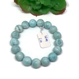 Larimar Bracelet 12M size Code# L10 Natural Super Quality Origin Dominican Republic Larimar Round bracelet Length 7.5 Inch Strech Cord .