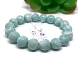 Larimar Bracelet 11M size Code# L12 Natural Super Quality Origin Dominican Republic Larimar Round bracelet Length 7.5 Inch Strech Cord .