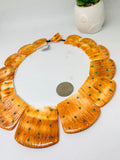 Spiny Oyster Shell Necklace With Turquoise   • 28 -53  mm Size •  AAA Quality • Natural Shell • Natural TQ • Shell Necklace • Orange Color