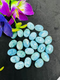 Larimar Cabochon • 10x14 mm Size • Pack of 2 Pcs • Natural Larimar Oval Cabochon • Larimar Cabs • Origin Dominican Republic