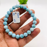 Larimar Bracelet 8 mm size Code# L6 • AAAA Quality • Natural Larimar Round bracelet- Length 7.50 Inch