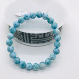 Larimar Bracelet 8 mm size Code# L6 • AAAA Quality • Natural Larimar Round bracelet- Length 7.50 Inch
