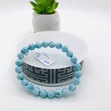 Larimar Bracelet mm size Code# L10 • AAAA Quality • Natural Larimar Round Bracelet- Length 7.50 Inch
