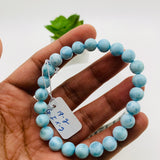 Larimar Bracelet mm size Code# L10 • AAAA Quality • Natural Larimar Round Bracelet- Length 7.50 Inch