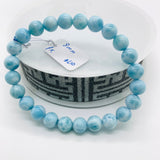 Larimar Bracelet mm size Code# L10 • AAAA Quality • Natural Larimar Round Bracelet- Length 7.50 Inch