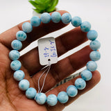 Larimar Bracelet mm size Code# L11 • AAAA Quality • Natural Larimar Round Bracelet- Length 7.50 Inch