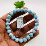 Larimar Bracelet mm size Code# L11 • AAAA Quality • Natural Larimar Round Bracelet- Length 7.50 Inch
