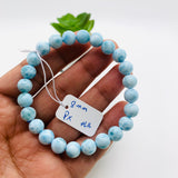 Larimar Bracelet mm size Code# L16 • AAAA Quality • Natural Larimar Round Bracelet- Length 7.50 Inch