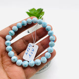 Larimar Bracelet mm size Code# L16 • AAAA Quality • Natural Larimar Round Bracelet- Length 7.50 Inch