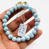 Larimar Bracelet mm size Code# L16 • AAAA Quality • Natural Larimar Round Bracelet- Length 7.50 Inch