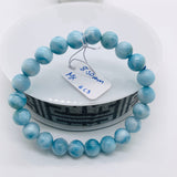 Larimar Bracelet 8.50 mm size Code# C3 • AAA Quality • Natural Larimar Round Bracelet- Length 7.50 Inch