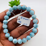 Larimar Bracelet 8.50 mm size Code# C3 • AAA Quality • Natural Larimar Round Bracelet- Length 7.50 Inch