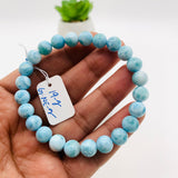 Larimar Bracelet 8 mm size Code# L6 • AAAA Quality • Natural Larimar Round bracelet- Length 7.50 Inch