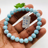 Larimar Bracelet mm size Code# L10 • AAAA Quality • Natural Larimar Round Bracelet- Length 7.50 Inch