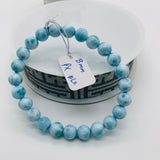 Larimar Bracelet mm size Code# L11 • AAAA Quality • Natural Larimar Round Bracelet- Length 7.50 Inch