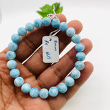 Larimar Bracelet mm size Code# L15 • AAAA Quality • Natural Larimar Round Bracelet- Length 7.50 Inch