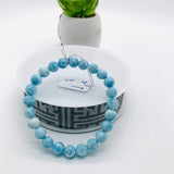 Larimar Bracelet mm size Code# L15 • AAAA Quality • Natural Larimar Round Bracelet- Length 7.50 Inch