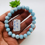 Larimar Bracelet 8.50 mm size Code# C3 • AAA Quality • Natural Larimar Round Bracelet- Length 7.50 Inch