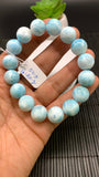 Larimar Bracelet 13 mm size Code# B5 • AAA Quality • Natural Larimar Round Bracelet- Length 7.50 Inch