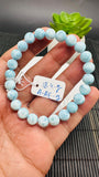Larimar Bracelet 8 mm size Code#E6 • AAAA Quality • Natural Larimar Round Bracelet- Length 7.50 Inch