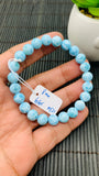 Larimar Bracelet 8 mm size Code#E21 • AAAA Quality • Natural Larimar Round Bracelet- Length 7.50 Inch