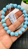 Larimar Bracelet 9.50 mm size Code#E34• AAAA Quality • Natural Larimar Round Bracelet- Length 7.50 Inch