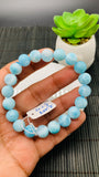 Larimar Bracelet 10.50 mm size Code#E43 • AAAA Quality • Natural Larimar Round Bracelet- Length 7.50 Inch