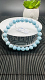 Larimar Bracelet 8 mm size Code#E6 • AAAA Quality • Natural Larimar Round Bracelet- Length 7.50 Inch