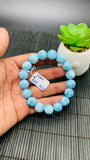 Larimar Bracelet 12 mm size Code#E45 • AAAA Quality • Natural Larimar Round Bracelet- Length 7.50 Inch