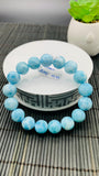 Larimar Bracelet 12 mm size Code#E45 • AAAA Quality • Natural Larimar Round Bracelet- Length 7.50 Inch
