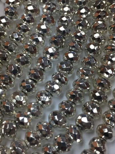 6mm Pyrite Faceted Silver Coating Roundel , Beautiful beads, Length 14 –  GARNET IMPEX USA