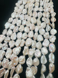 Keshi Freshwater Pearl , Natural white keshi shape , Length 16'' Fresh water Pearl Beads , Size 13-15 width 14-16mm length