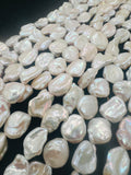 Keshi Freshwater Pearl , Natural white keshi shape , Length 16'' Fresh water Pearl Beads , Size 13-15 width 14-16mm length