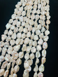 Keshi Freshwater Pearl , Natural white keshi shape , Length 16'' Fresh water Pearl Beads , Size 13-15 width 14-16mm length