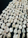 Keshi Freshwater Pearl , Natural white keshi shape , Length 16'' Fresh water Pearl Beads , Size 13-15 width 14-16mm length