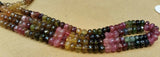 Tourmaline Roundel faceted 6mm Multi Color Beads- Tourmaline Rondelle- Length 16 Inches