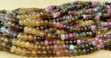 Tourmaline Roundel faceted 6mm Multi Color Beads- Tourmaline Rondelle- Length 16 Inches