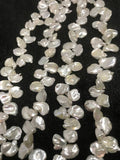 Small Keshi Freshwater Pearl , Natural white keshi shape , Length 16'' Fresh water Pearl Beads , Size 7-8 MM