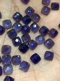 Iolite Faceted cushion cabs 6mm Size- AAAA Quality - Very Good Color- Pack of 2 Pc - Iolite Cushion Cut - Iolite Square Cut Cabs