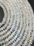 6MM Moonstone Roundel, AAA Quality , 14 Inch Strand , Rainbow Moonstone, Origin India . Blue Flash Moonstone