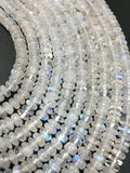 6MM  Moonstone  Roundel, AAA Quality , 14 Inch Strand , Rainbow Moonstone, Origin India . Blue Flash Moonstone