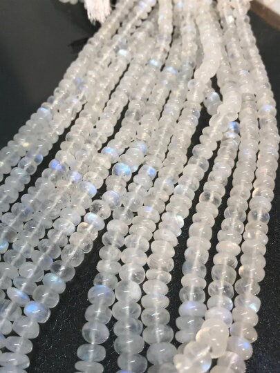 Rainbow (2 Strand Pack) Moonstone Smooth Roundel, graduated strand Beads size 5-8 MM AAA quality and length 18