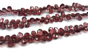 Garnet Rhodolite faceted Pear Briolette, 5X7 mm  8 Inch Strand