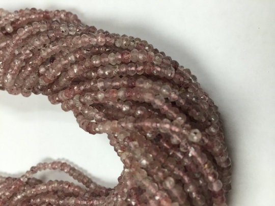 Strawberry Quartz Faceted 3.5-4MM- High Quality Faceted Beads, Faceted Roundel