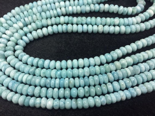 AAA Quality Larimar 10 mm Roundel Beads, Length 40 cm Larimar Good Quality beads - Larimar Rondelle Beads