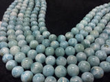 10 mm Larimar Smooth Round Beads 4A Quality, Natural Larimar ,Top Quality Length 40 cm - Larimar Beads