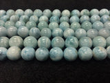 10 mm Larimar Smooth Round Beads 4A Quality, Natural Larimar ,Top Quality Length 40 cm - Larimar Beads