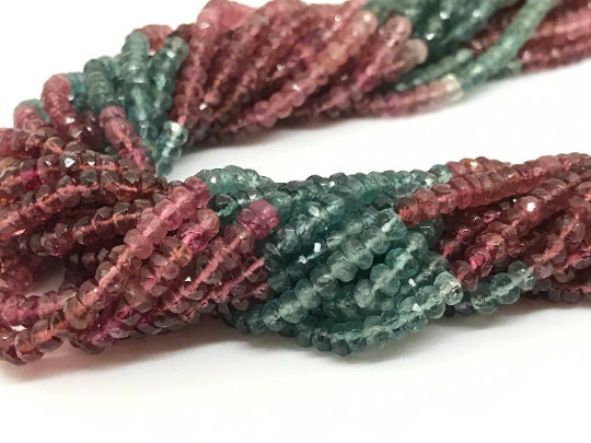 Tourmaline faceted Rondelle 4mm Pink And Blue color beads Fine quality 16