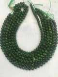 8mm Chrome Diopside Smooth Round , Very good quality,length 16 inch Necklace Natural Chrome Diopside,country of origin Russia